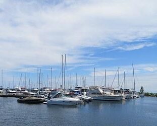 Port Credit Marina - boats with blue sky